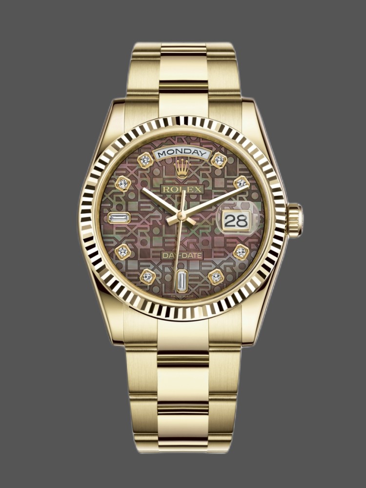 Rolex Day-Date 118238 Black MOP Diamond Dial 36mm Unisex Replica Watch
